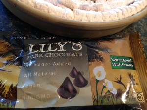 Stevia dark chocolate. Expensive but worth it!